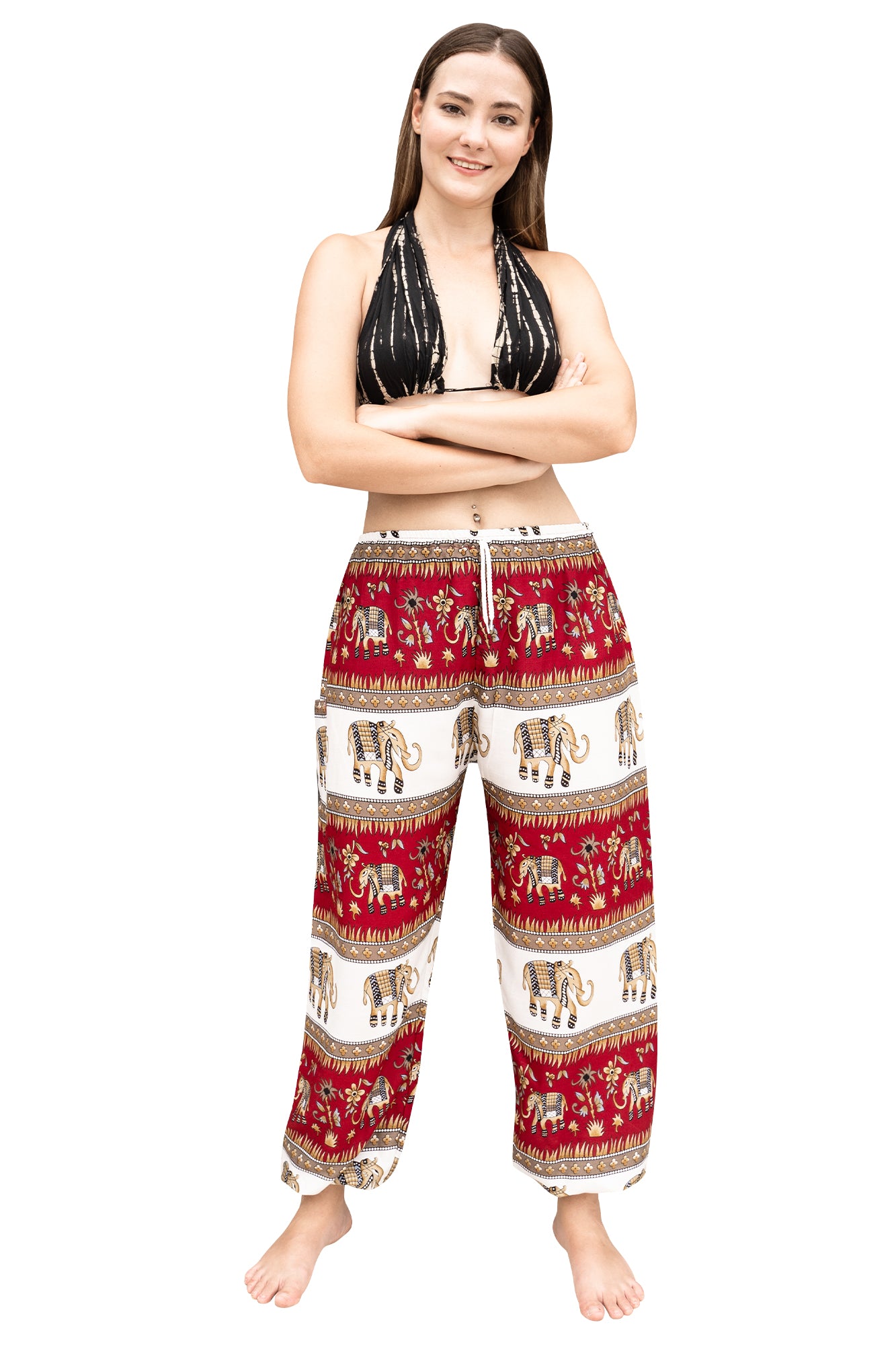 Elephant Wonder Rayon Pants in Red