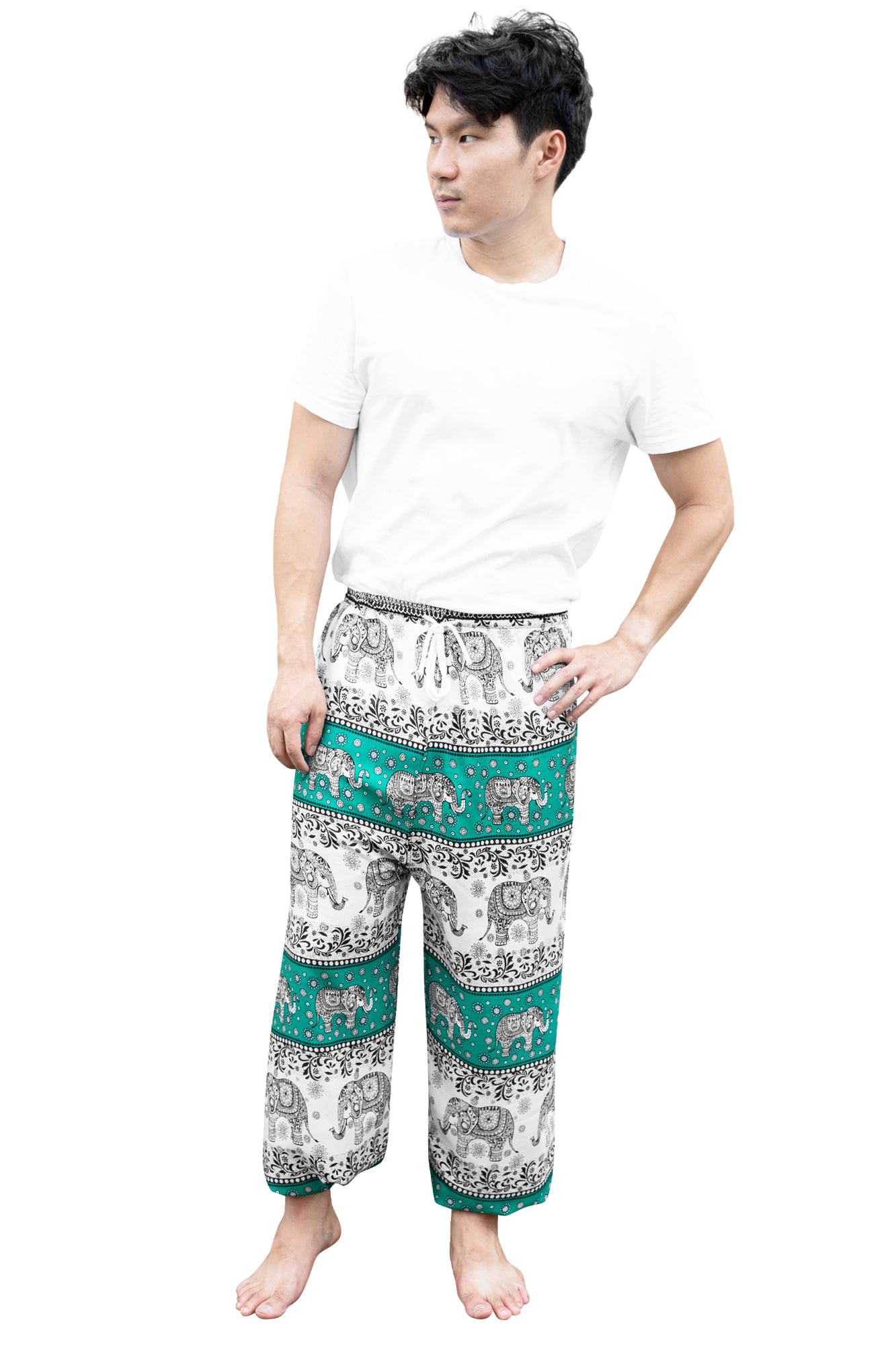 Floral Elephant Pants in Green
