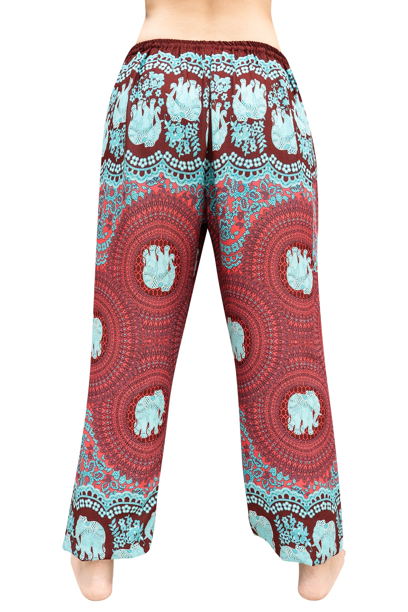 Elephant Mandala Pants in Burgundy