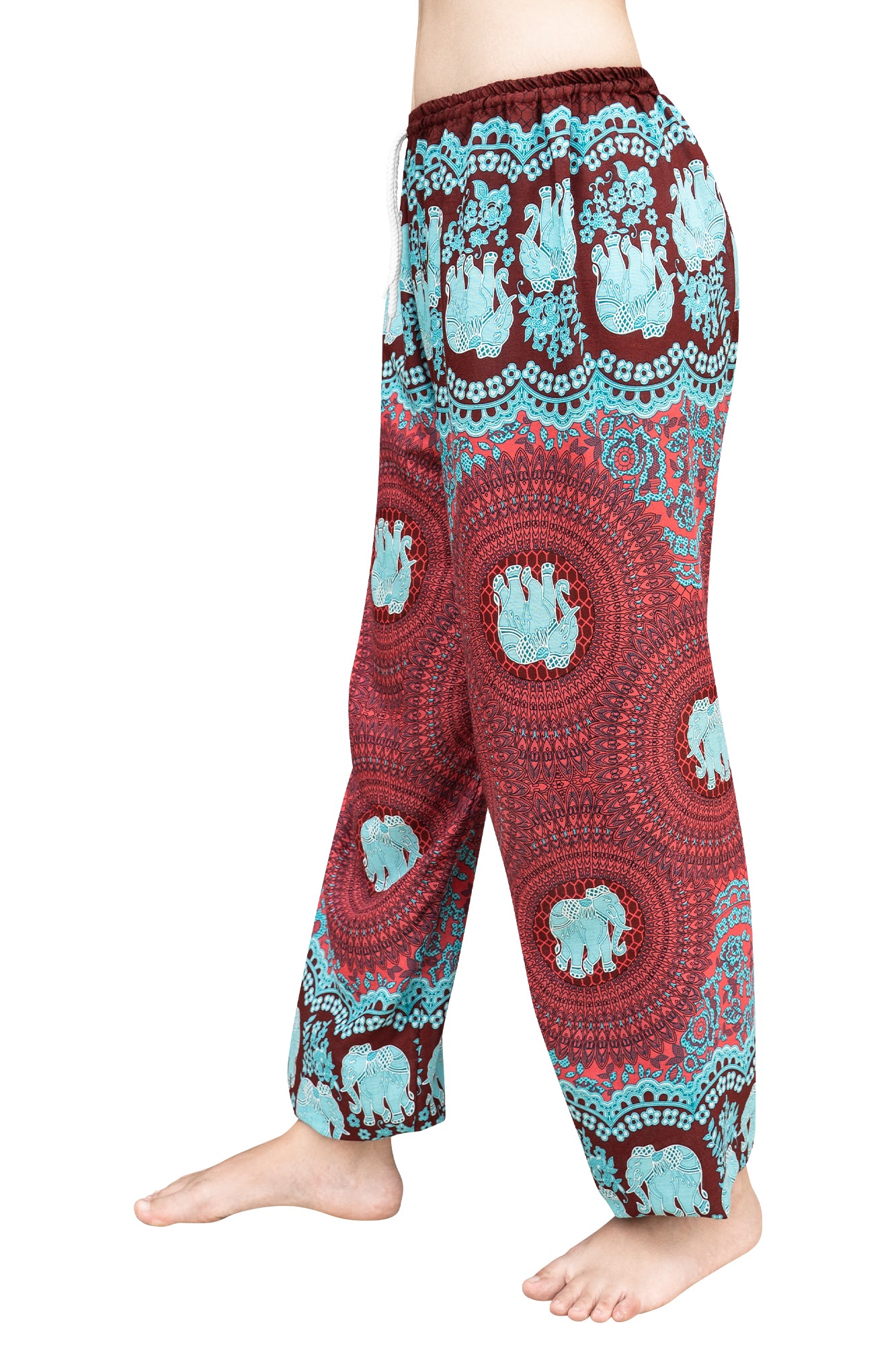Elephant Mandala Pants in Burgundy