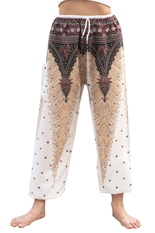 Ivory Peacock Pants in White