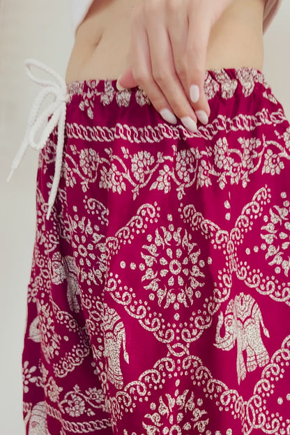 Chained Elephant Pants in Burgundy